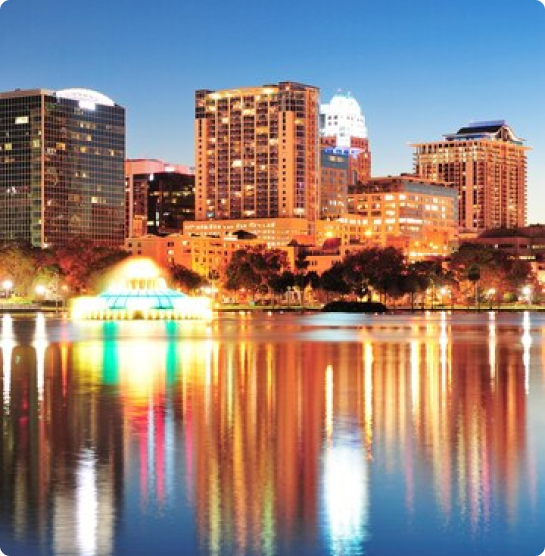 Photo of the City of Lakeland at night from across Lake Mirror.